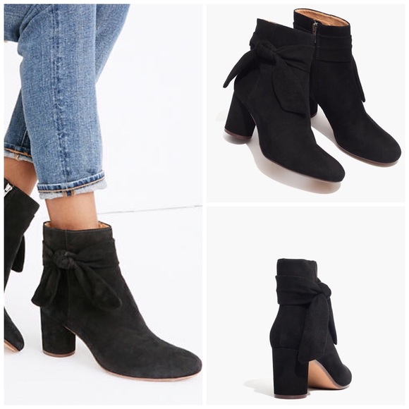 Madewell Shoes - Madewell Esme Bow Boot in Black Suede New in Box